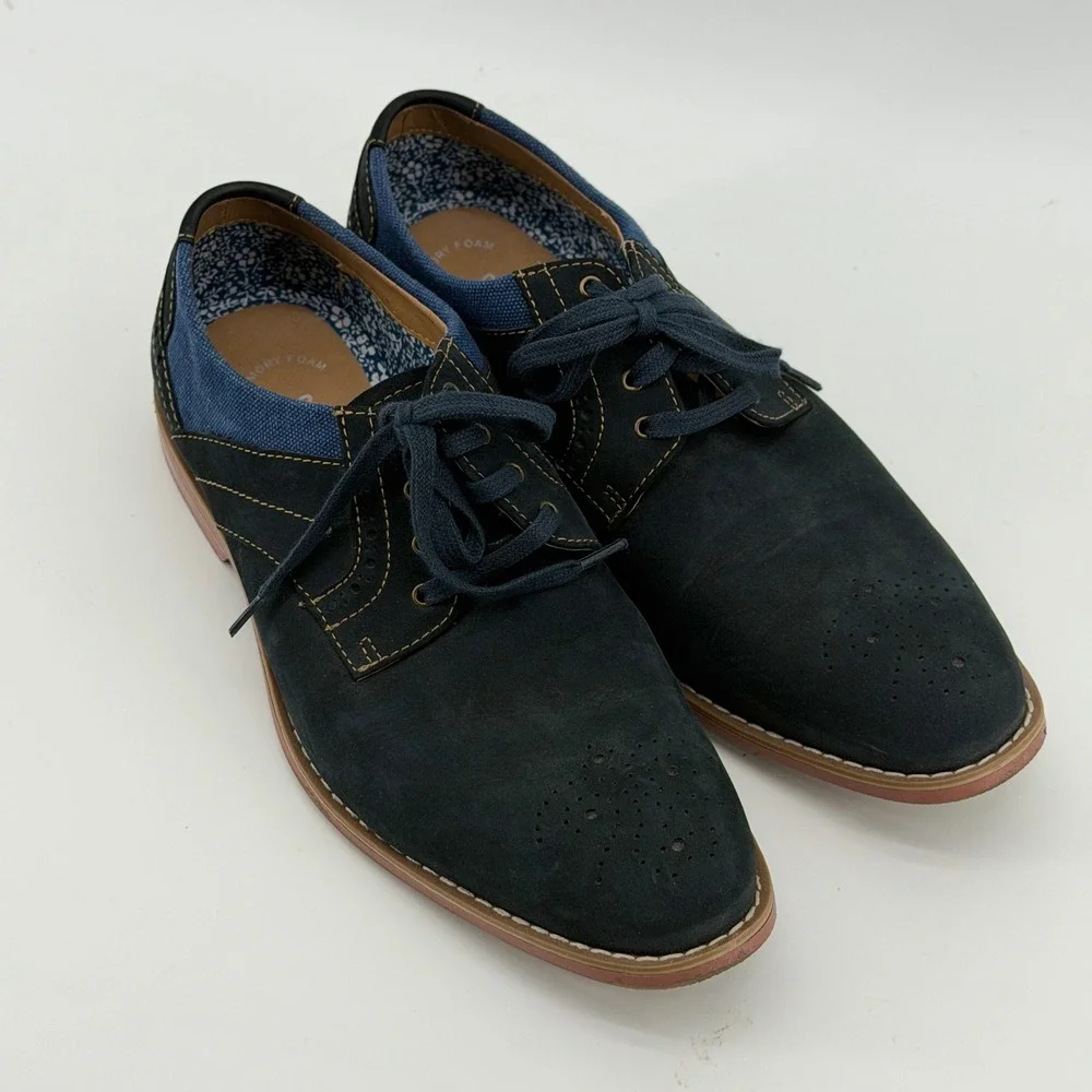 Stacy Adams Mens 25352-410 Navy Blue Suede Leather Textile Oxford Shoes Size 8 M